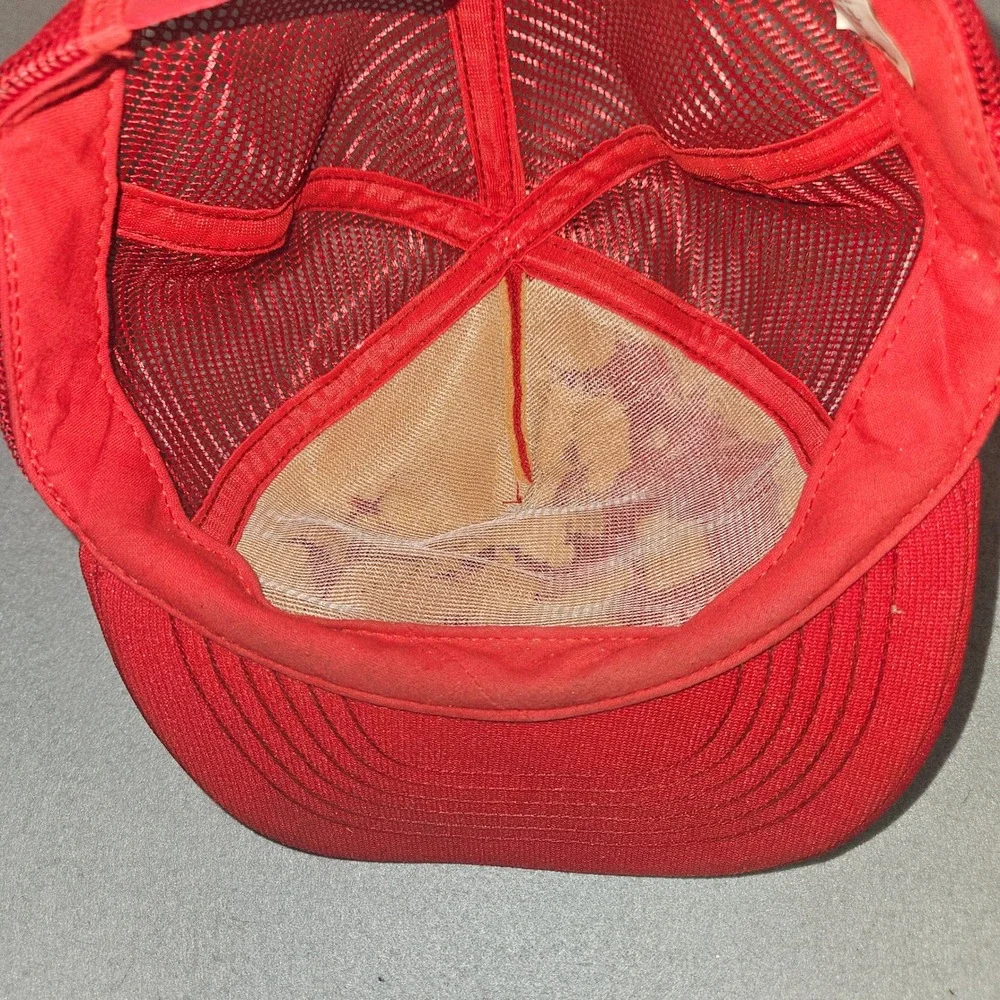 VTG LeeBoy Pavers Maintainers Trucker Hat Red Scrambled Eggs Made in USA Sz OSFA